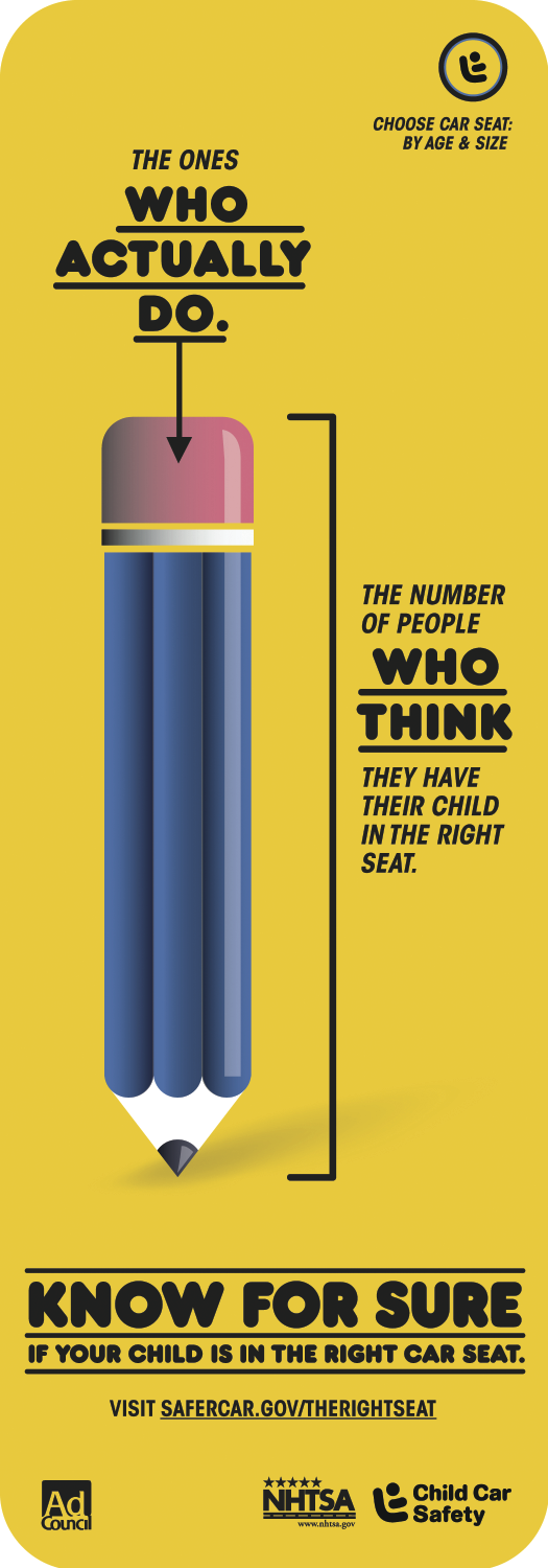 NHTSA car seat pencil poster
